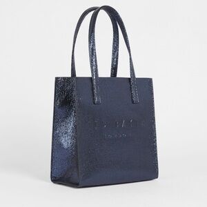 TED BAKER ALICON ICONIC SHOPPER TOTE BAG - SHIMMERY DARK BLUE